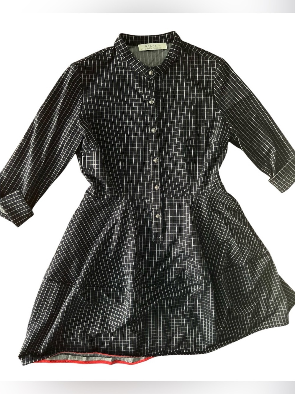 Black Windowpane Shirt Dress